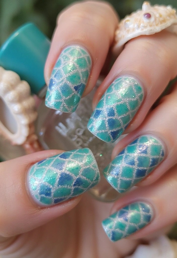16 Blue Green Nail Ideas That Are Giving Mermaidcore Energy - 6. Mermaid Tail Art