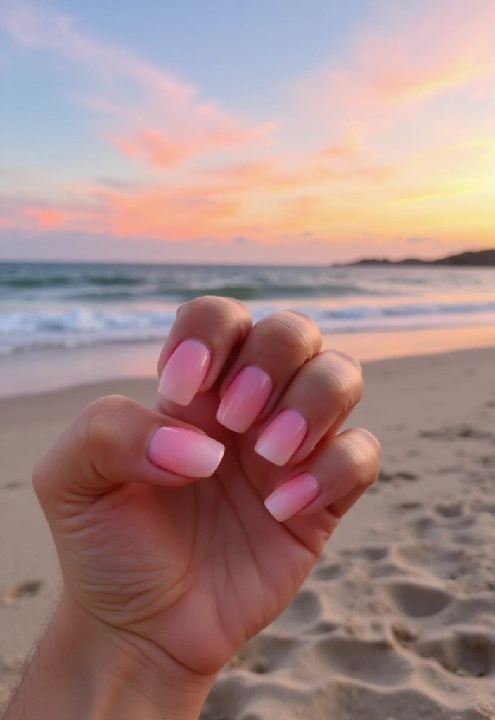 16 Ombre Pink Nail Ideas That Are Pretty in Every Shade - 13. Ombre Pink Sunset Nails