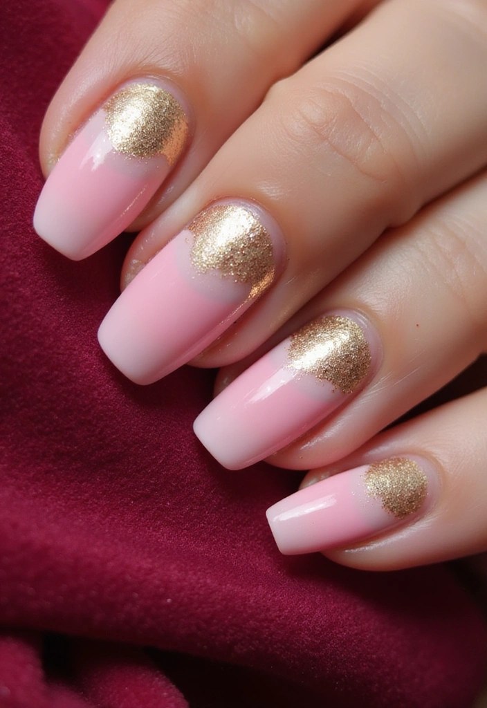 16 Ombre Pink Nail Ideas That Are Pretty in Every Shade - 14. Ombre Pink and Gold Foil