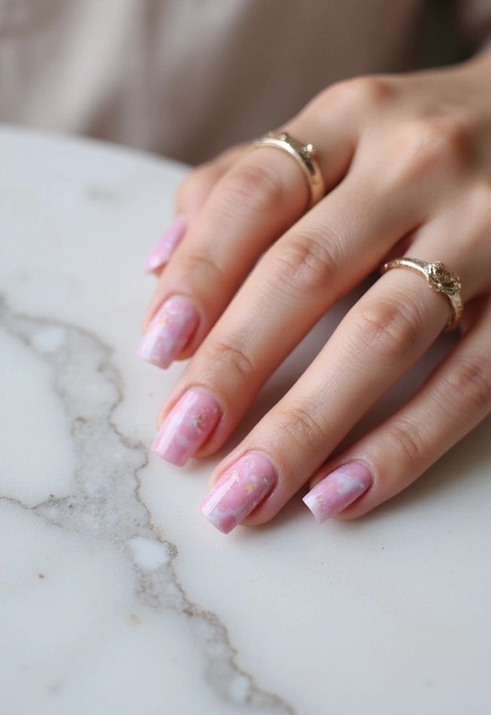16 Ombre Pink Nail Ideas That Are Pretty in Every Shade - 5. Ombre Pink Marble Effect
