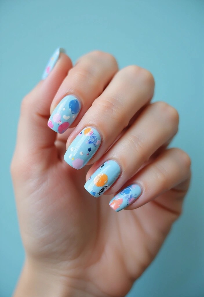 17 Cute Baby Blue Nail Ideas You’ll Want to Copy This Season - 14. Baby Blue Abstract Art Nails