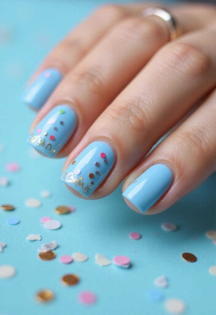 17 Cute Baby Blue Nail Ideas You’ll Want to Copy This Season - 17. Baby Blue with Confetti Accents