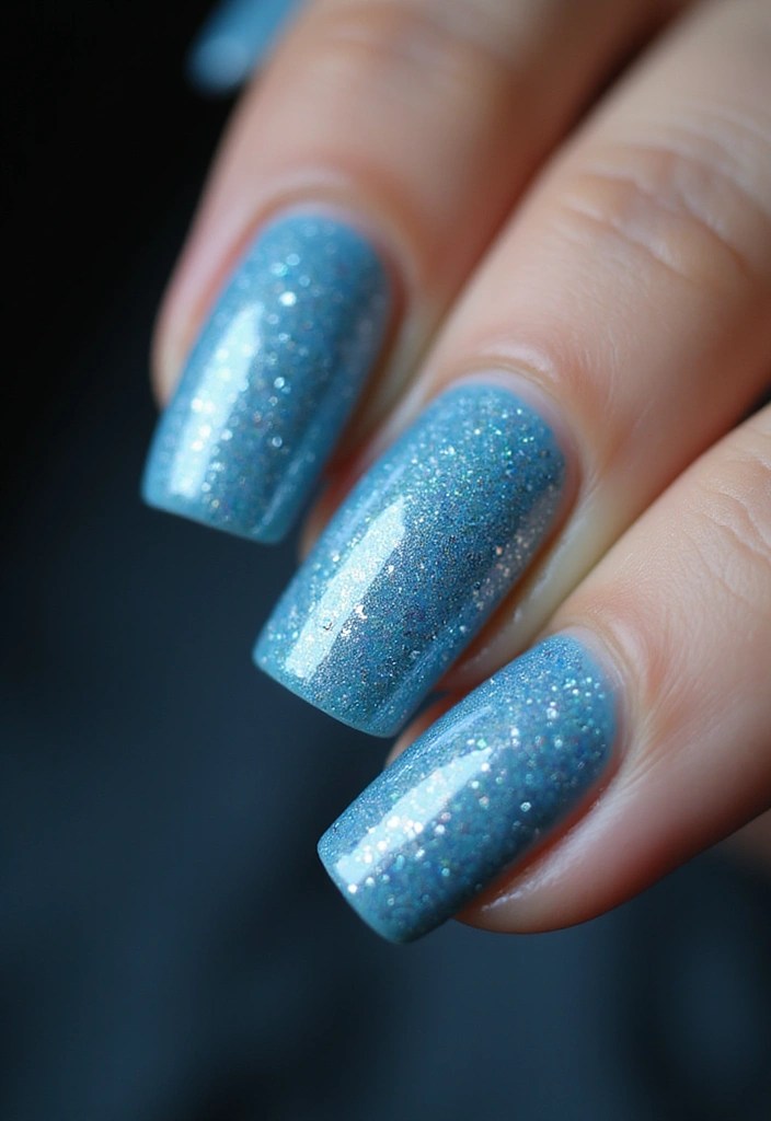 17 Cute Baby Blue Nail Ideas You’ll Want to Copy This Season - 4. Shimmering Baby Blue Glitter Nails
