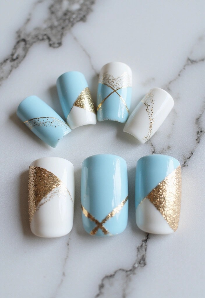 17 Cute Baby Blue Nail Ideas You’ll Want to Copy This Season - 5. Geometric Designs with Baby Blue