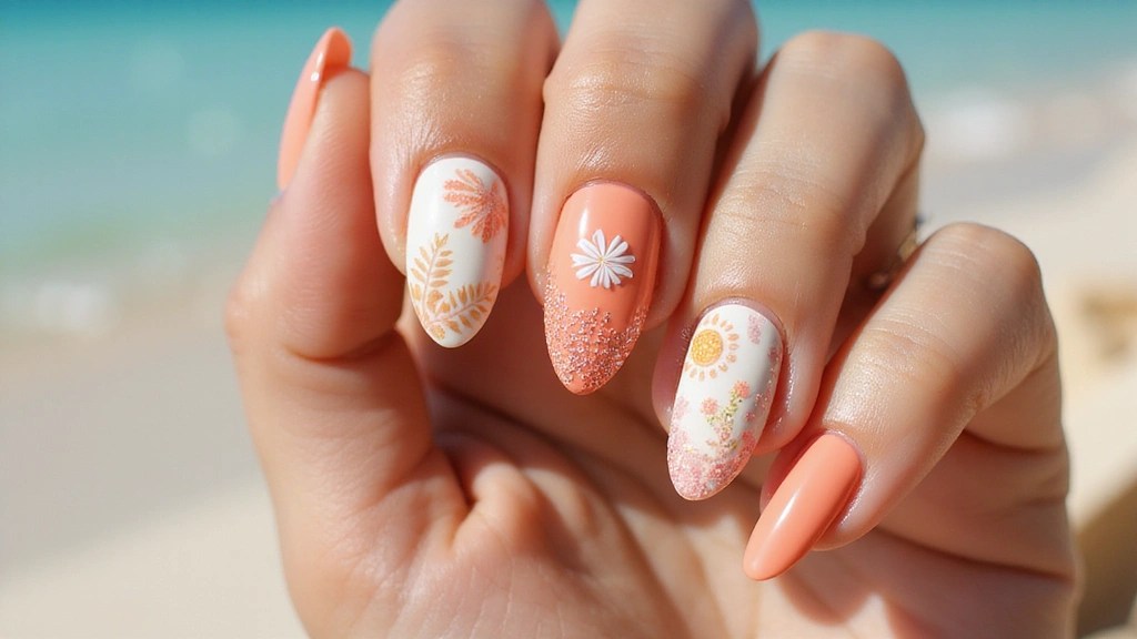 5 Almond Nail Ideas in Peach and Coral for Summer