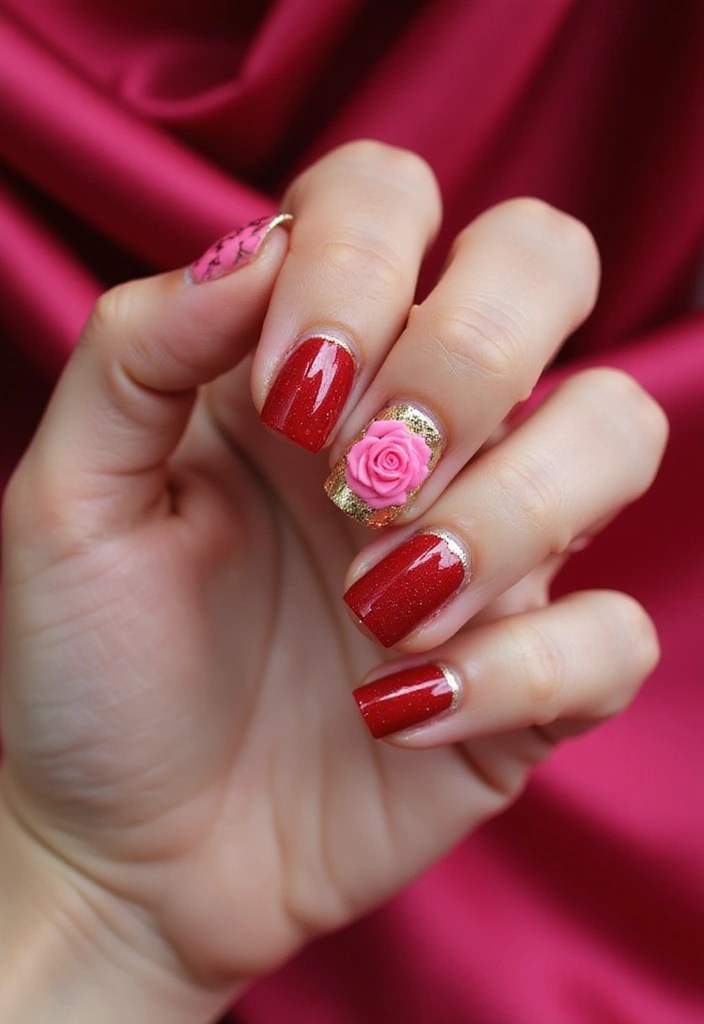 5 Floral Nail Patterns That Will Make You Fall in Love with Your Manicure! - 2. Bold Rose Romance