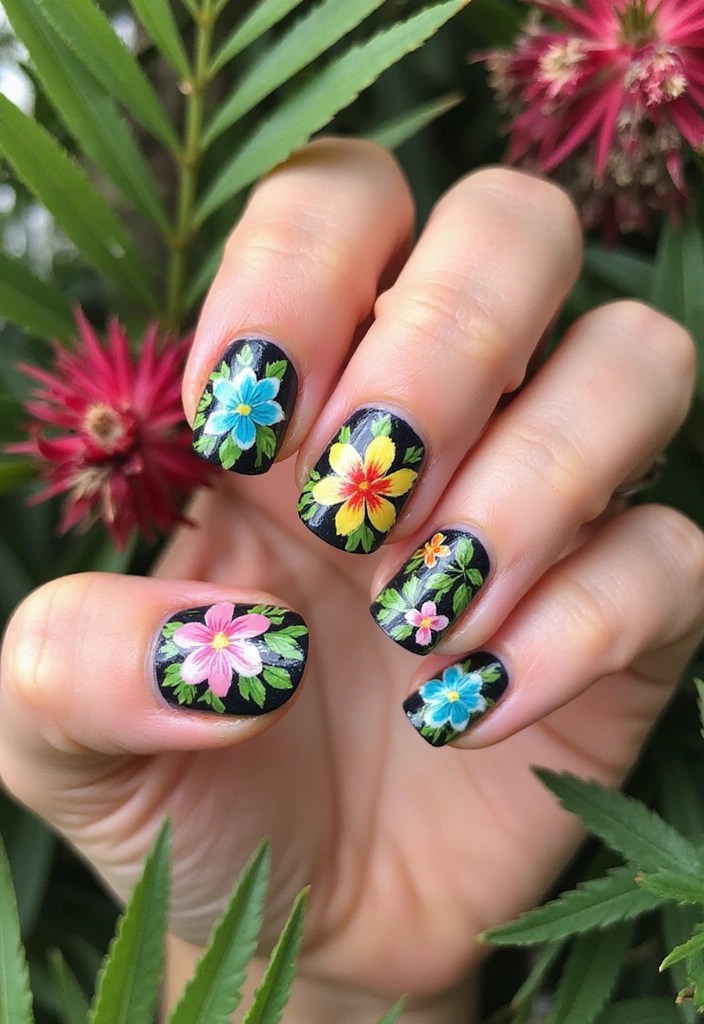 5 Floral Nail Patterns That Will Make You Fall in Love with Your Manicure! - 4. Tropical Floral Fiesta