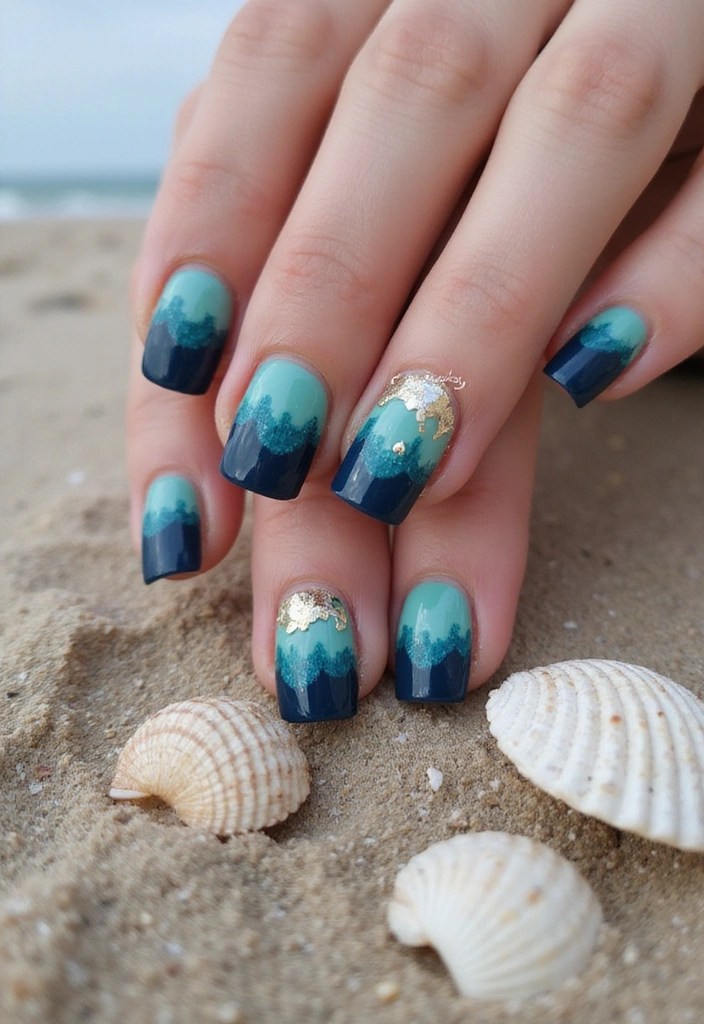 6 Gorgeous Summer Manicure Ideas Featuring Ombre Magic! - 2. Ocean Wave Ombre
