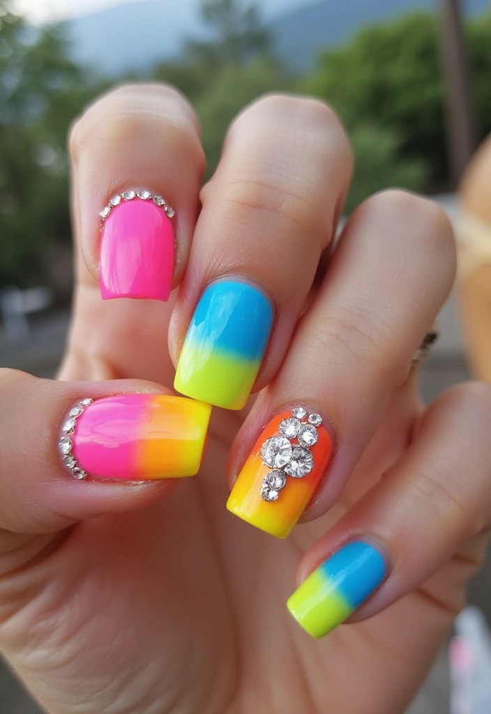 6 Gorgeous Summer Manicure Ideas Featuring Ombre Magic! - 4. Neon Ombre Pop