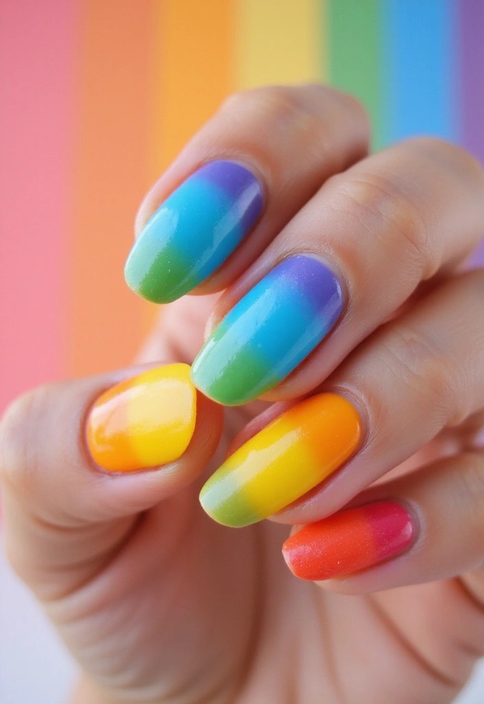 6 Gorgeous Summer Manicure Ideas Featuring Ombre Magic! - 5. Rainbow Ombre Bliss