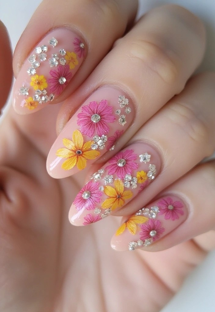 7 Chic Almond Nail Designs That Will Make You the Trendsetter! - 3. Floral Fantasy: Nature-Inspired Art