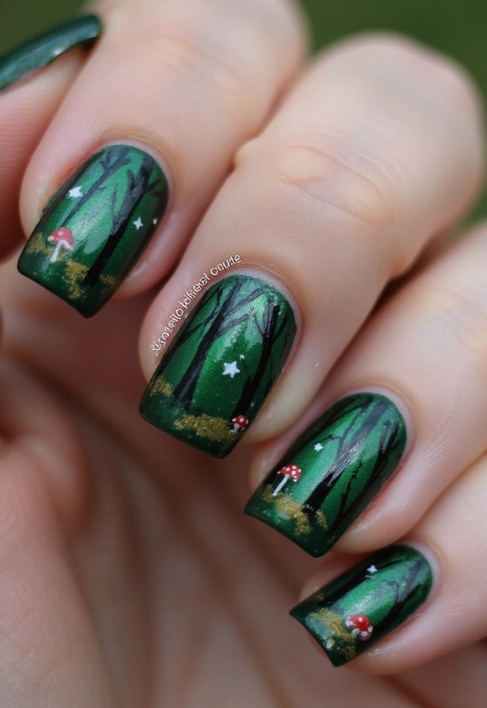 7 Easy Enchanted Nail Art Ideas for Beginners (You Won't Believe #4!) - 5. Enchanted Forest Scene