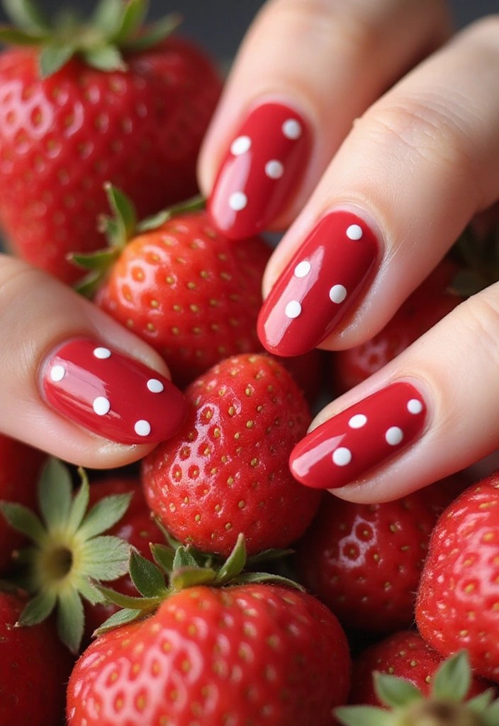 7 Glossy Red Short Oval Nails Inspired by Summer Fruits - 1. Strawberry Kisses