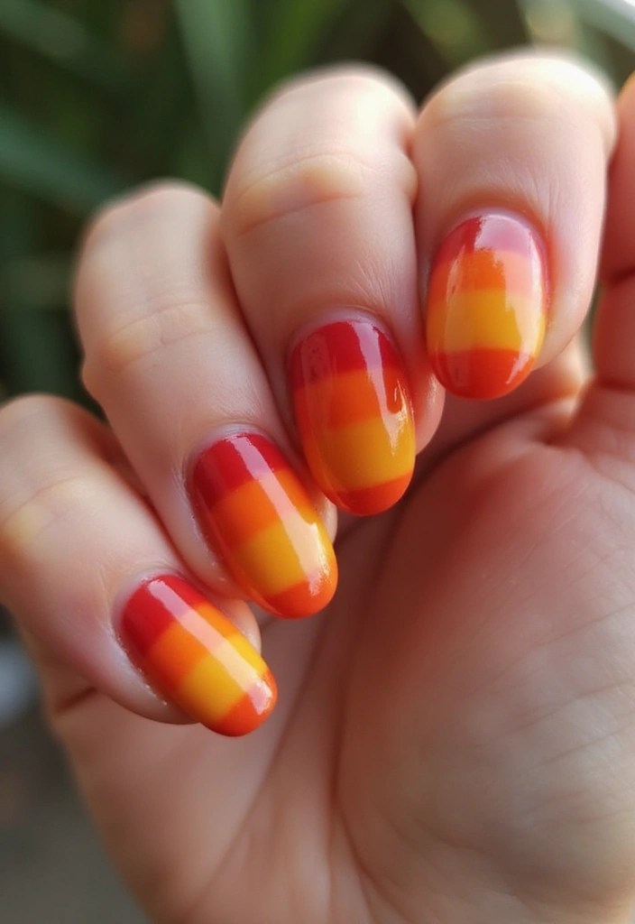 7 Glossy Red Short Oval Nails Inspired by Summer Fruits - 7. Summer Sunset