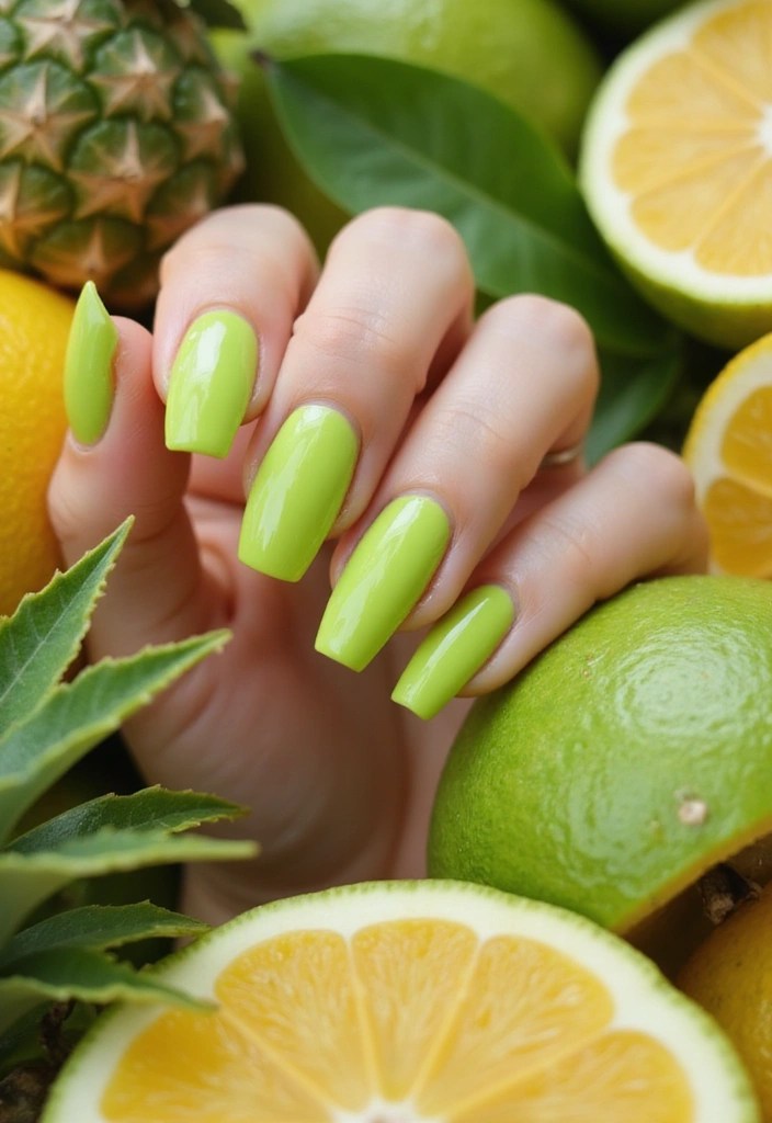7 Green Gel Nail Trends That Will Make Your Summer Sizzle! - 2. Glossy Lime Splash