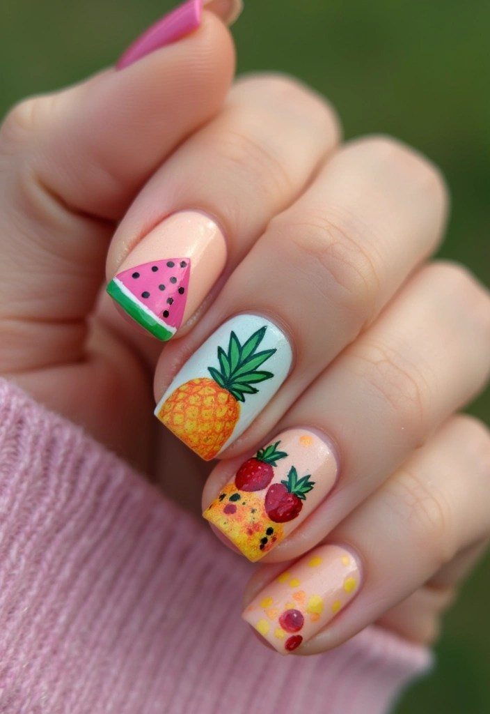 7 Pastel Summer Nails Ideas That Will Make You the Envy of Your Friends! - 2. Fruity Nail Delights