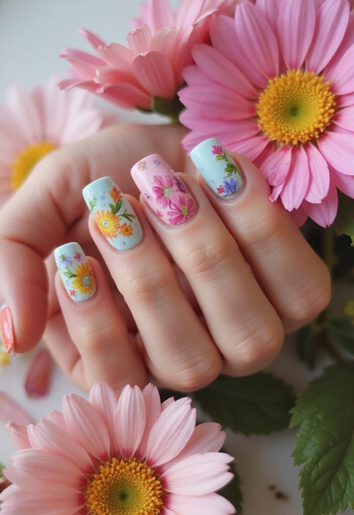 7 Pastel Summer Nails Ideas That Will Make You the Envy of Your Friends! - 4. Floral Fantasy