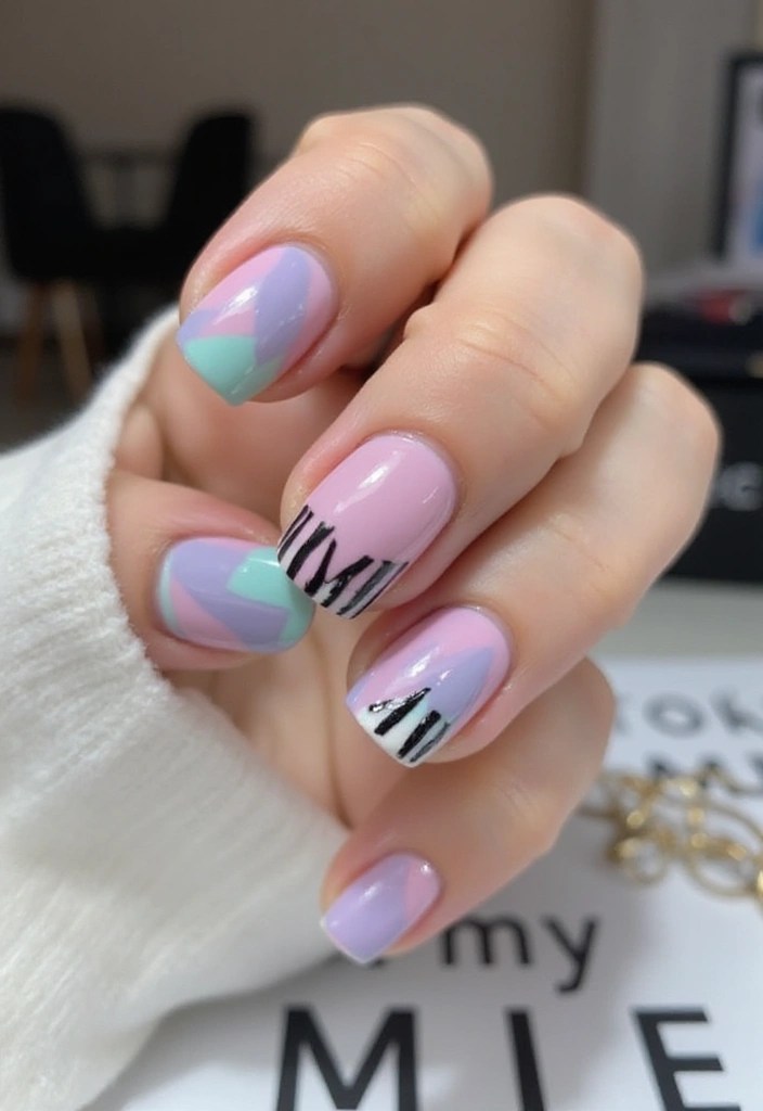 7 Pastel Summer Nails Ideas That Will Make You the Envy of Your Friends! - 6. Geometric Chic