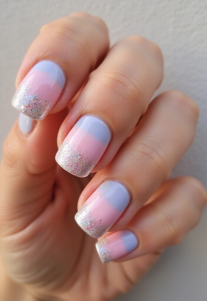 7 Pastel Summer Nails Ideas That Will Make You the Envy of Your Friends! - 7. Sparkling Pastel Glitter