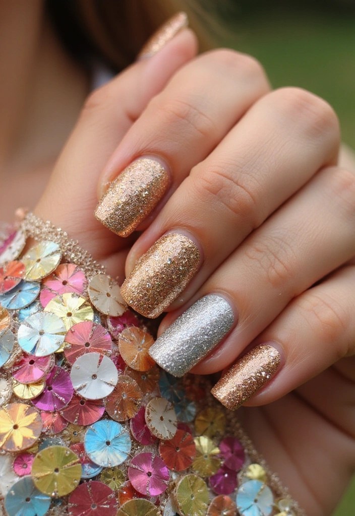 8 Creative Summer Shape Nail Art Techniques That Every Baddie Needs (You’ll Love #3!) - 8. Glittery Sunshine