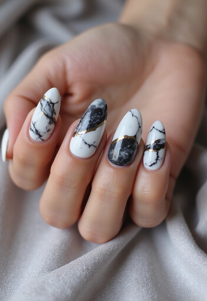 8 Easy Almond Shape Nail Designs for Summer Perfection (#4 Is a Must-Try!) - 5. Marble Magic