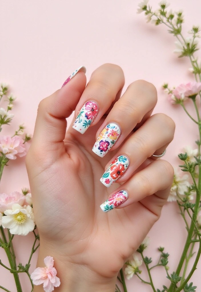 8 Fun Summer Nail Ideas – Colorful Swirls, Abstract Art & Playful Designs - 3. Colorful Floral Doodles