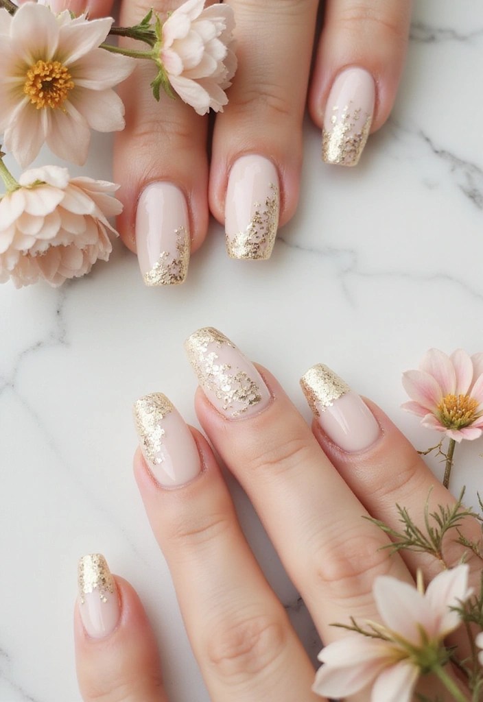 8 Oval Nail Designs in Milky White and Gold for an Elegant Summer Look - 5. Gold Foil Accents