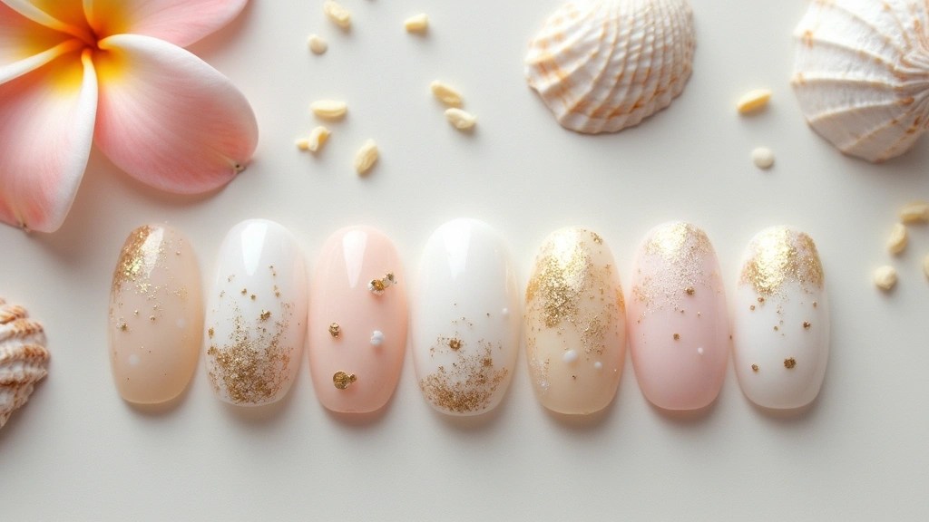 8 Oval Nail Designs in Milky White and Gold for an Elegant Summer Look