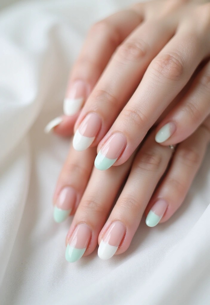 8 Stunning Pastel Almond Nail Designs for Summer Bliss (Find Your Favorite!) - 8. Classic White with Pastel Tips