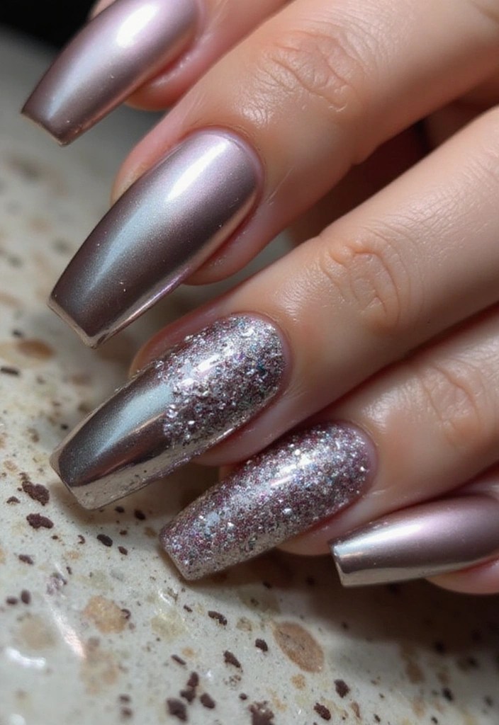 8 Stunning Summer Coffin Nail Inspirations That Will Leave You Breathless (You Won't Believe #5!) - 8. Metallic and Chrome Finishes