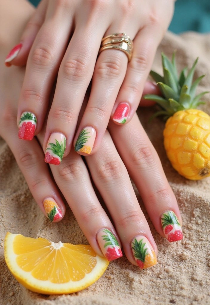 8 Tropical Nail Ideas That Will Make You Dream of Paradise (You Won't Believe #5!) - 3. Tropical Fruit Frenzy