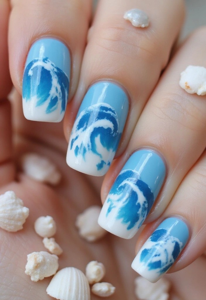 8 Tropical Nail Ideas That Will Make You Dream of Paradise (You Won't Believe #5!) - 4. Ocean Wave Wonders