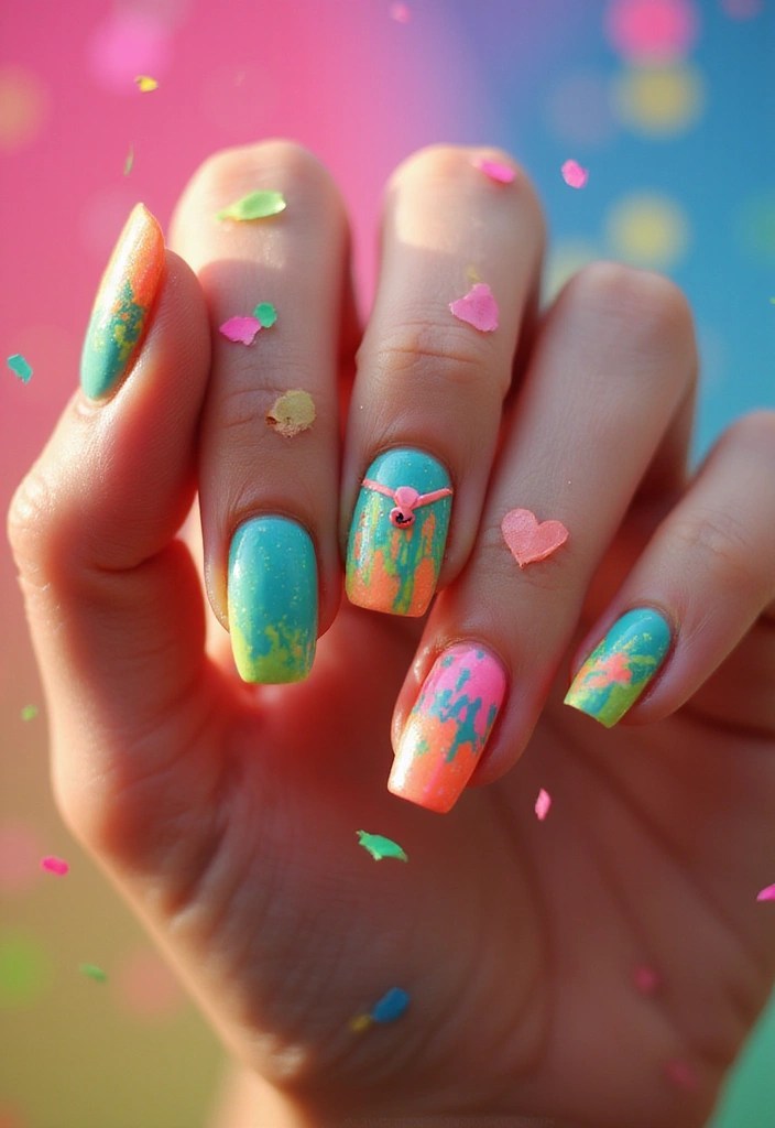 8 Tropical Nail Ideas That Will Make You Dream of Paradise (You Won't Believe #5!) - 5. Tropical Vibes Only – Neon Splashes!
