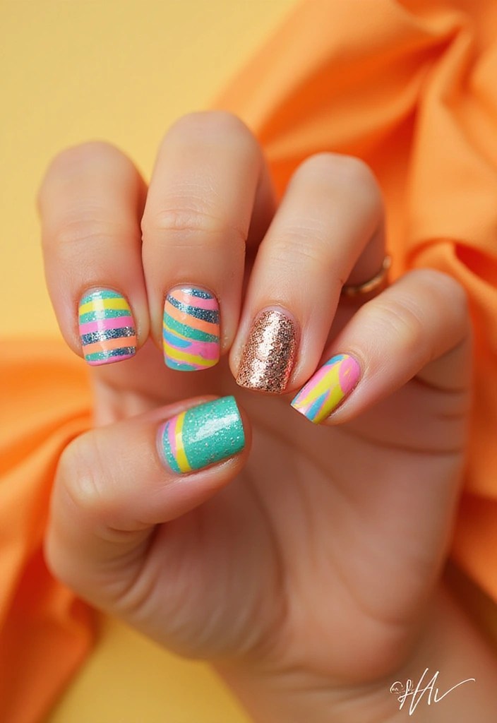 8 Tropical Nail Ideas That Will Make You Dream of Paradise (You Won't Believe #5!) - 7. Island Breeze Stripes