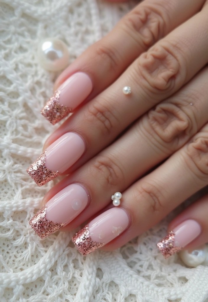 9 Dazzling Glitter Coffin Nails That'll Make You the Star of Every Party! - 4. Blush and Rose Gold Perfection