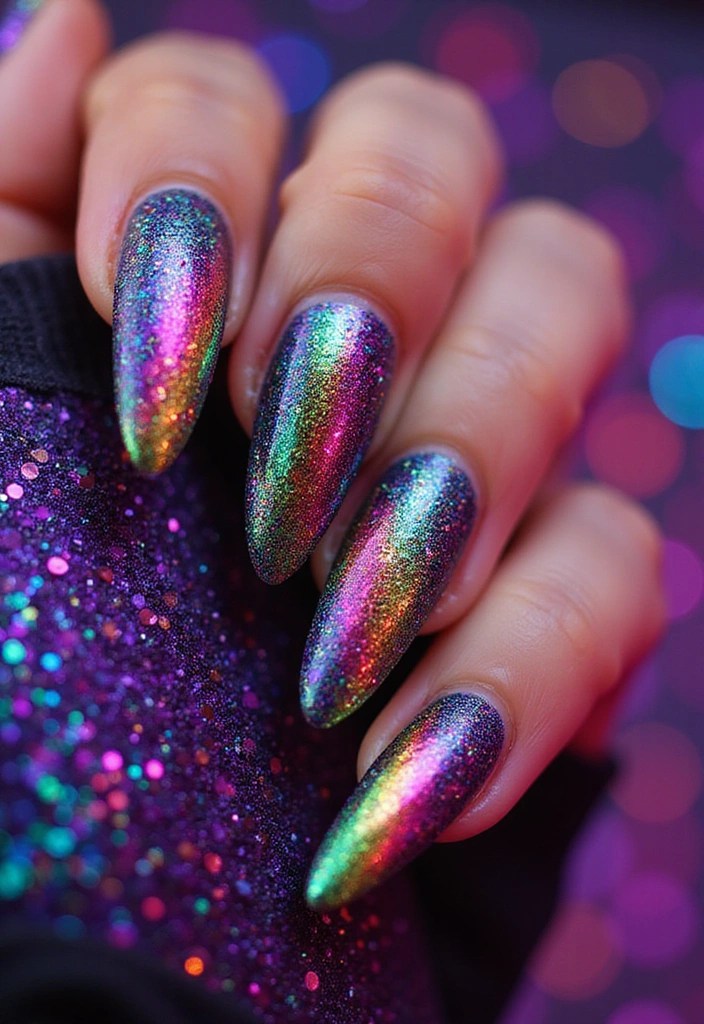 9 Dazzling Glitter Coffin Nails That'll Make You the Star of Every Party! - 5. Neon Party Vibes