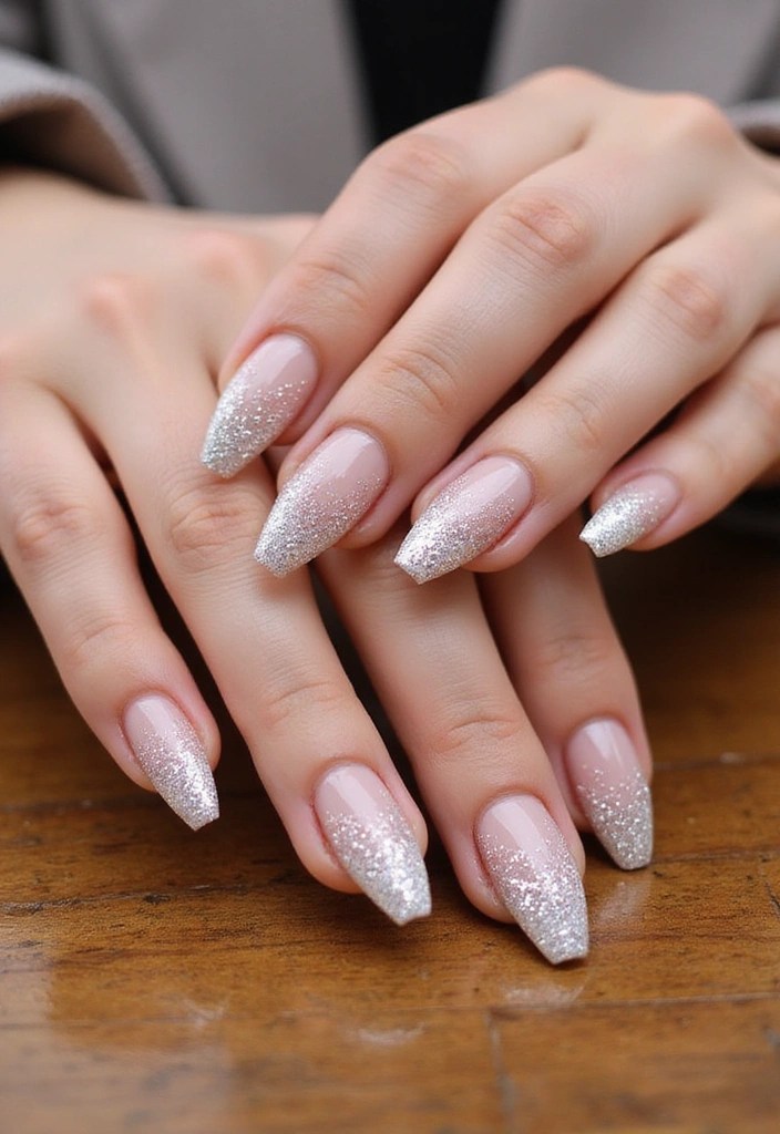 9 Dazzling Glitter Coffin Nails That'll Make You the Star of Every Party! - 6. Elegant Ombre Glitter