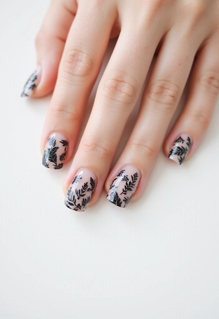 9 Minimalist Leaf Nail Designs That Are Simply Chic (Must Try!) - 2. Monochrome Leaf Art