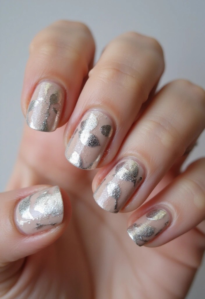 9 Minimalist Leaf Nail Designs That Are Simply Chic (Must Try!) - 8. Metallic Leaf Accents
