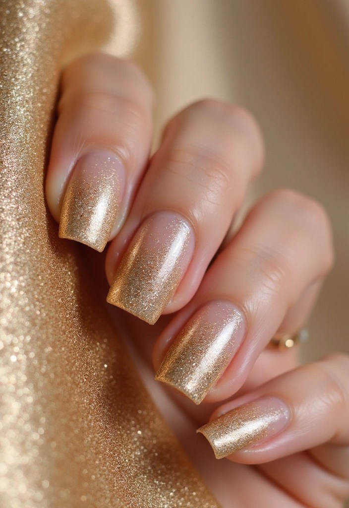 9 Unique Gold Nude Nail Ideas That Will Get You All the Compliments! - 2. Sparkling Gold Ombre