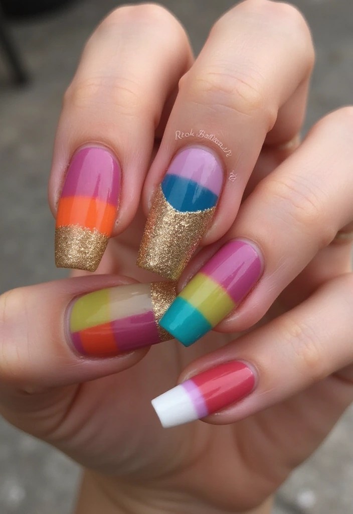 9 Unique Gold Nude Nail Ideas That Will Get You All the Compliments! - 8. Color Blocking with Gold