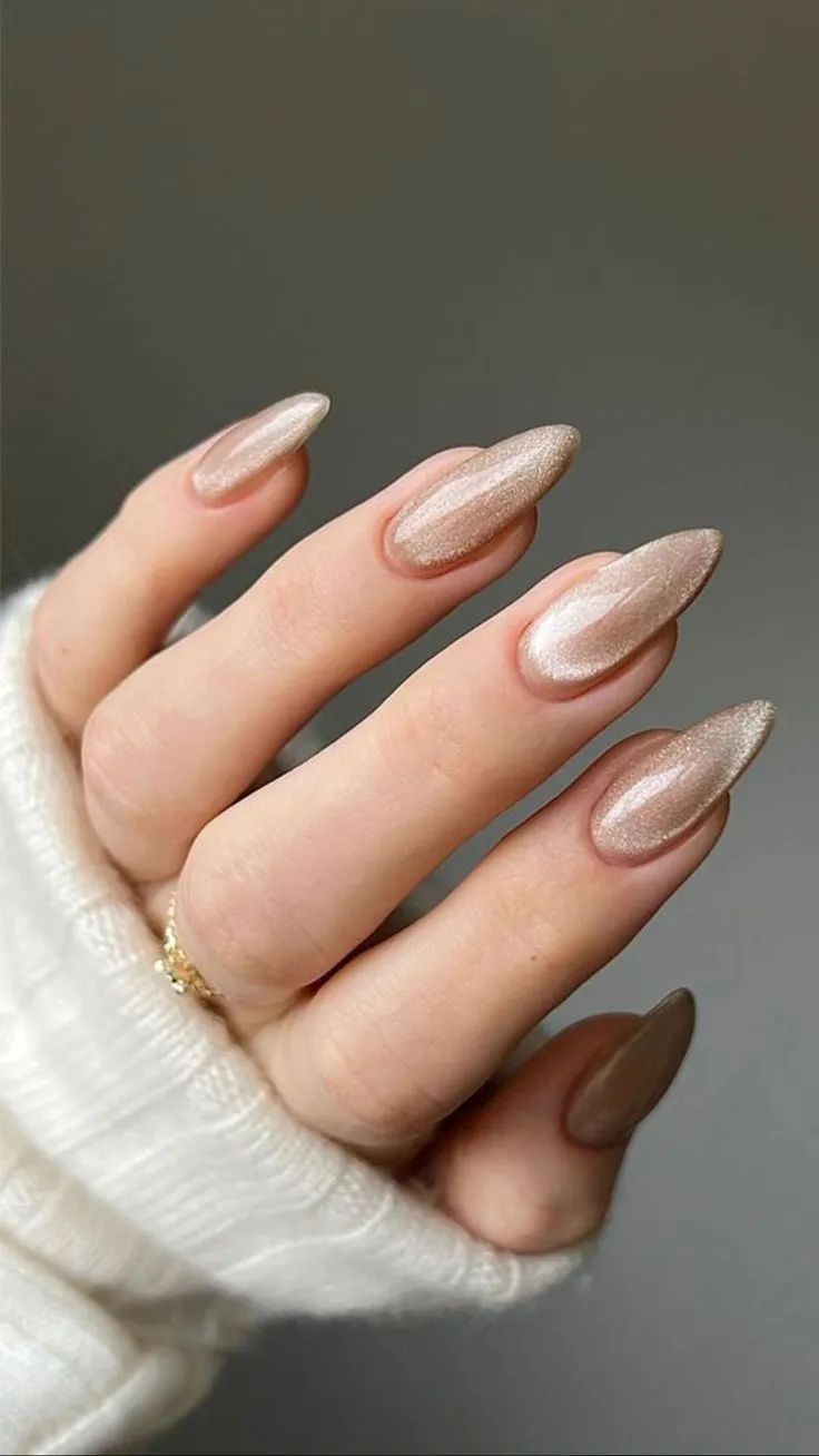 Discover the Magic of Cat Eye Pink Nails: 6 Must-Try Looks! - 2. Shimmering Nude Cat Eye