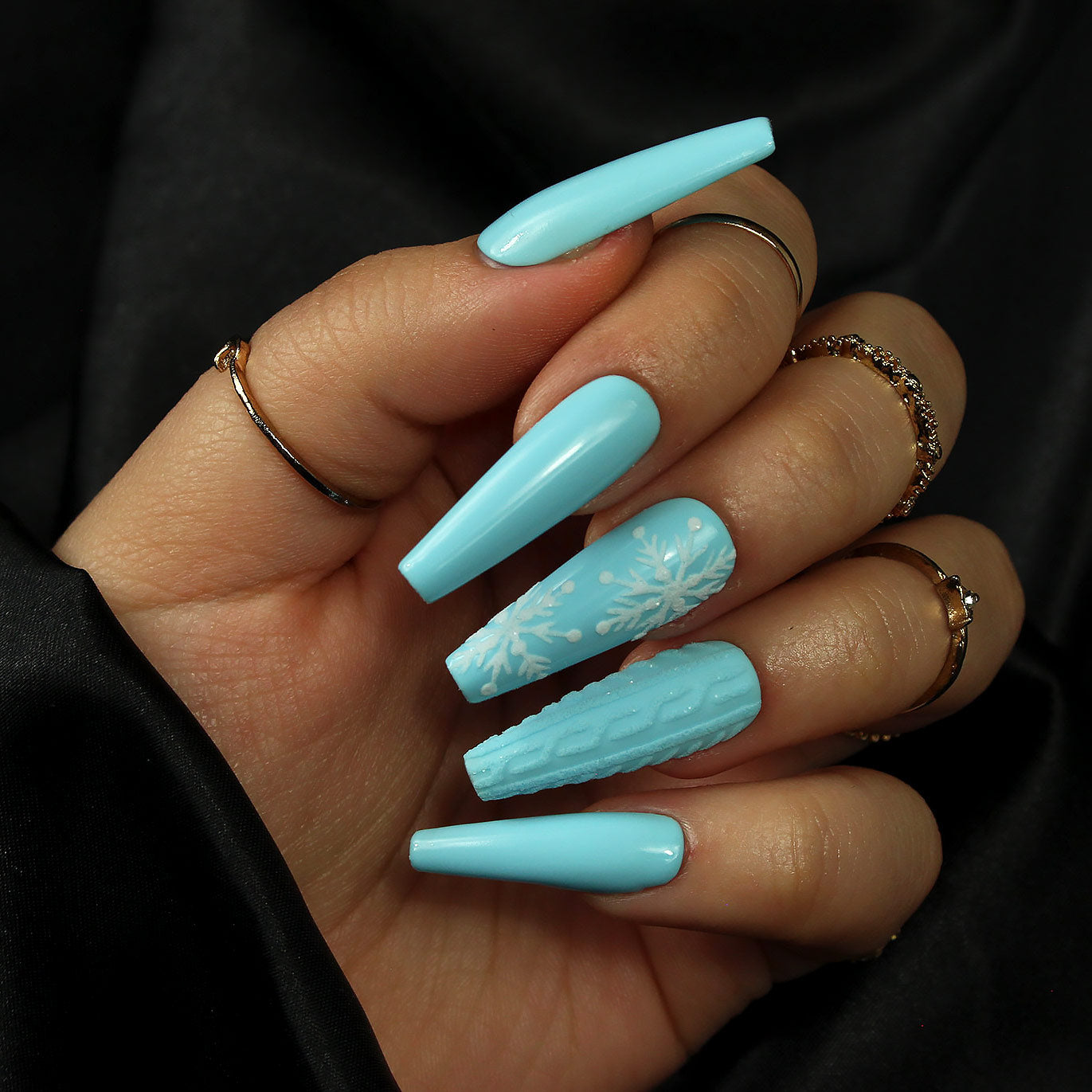 Icy Blue Nails Winter: 14 Irresistible Designs You Can't Miss! - Gemstone Glam: Icy Blue Accents