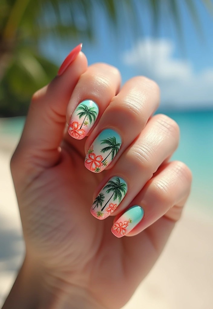 Top 5 Cute Summer Nail Designs – Pastels, Floral Accents & Vibrant Hues - 4. Tropical Vibes