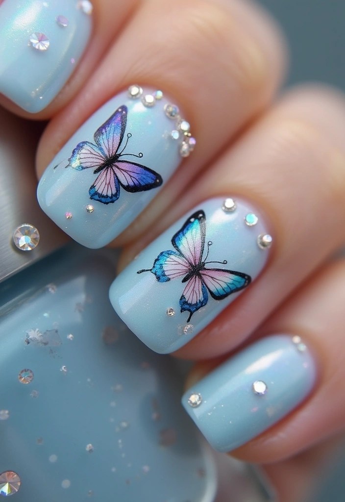 Unlock the Magic of Blue Butterfly Nails: 7 Designs That Will Leave You Breathless! - 1. Ethereal Elegance