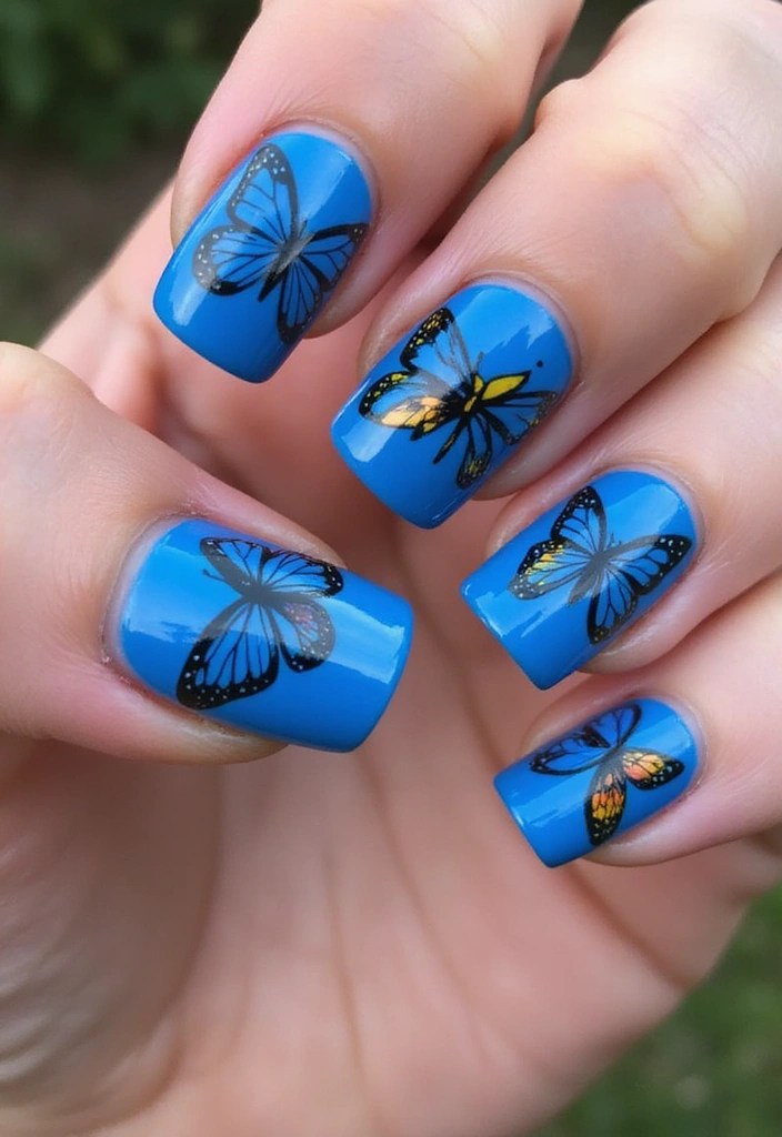 Unlock the Magic of Blue Butterfly Nails: 7 Designs That Will Leave You Breathless! - 2. Bold and Vibrant