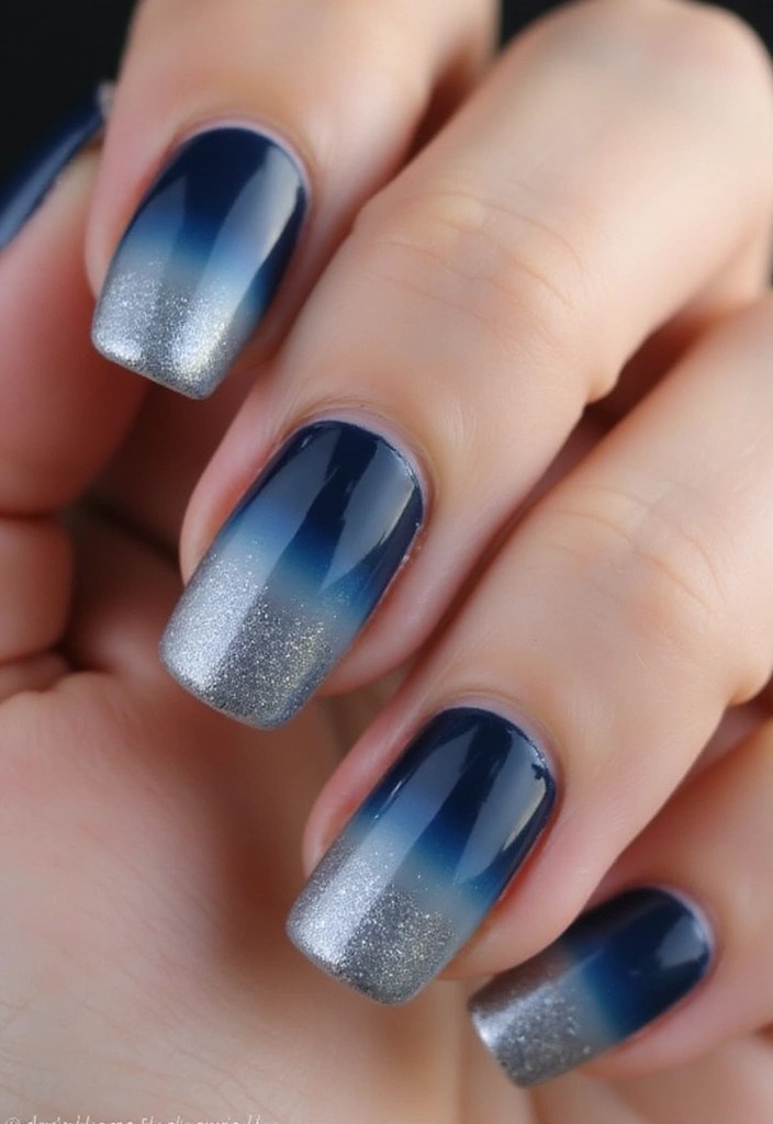 Unlock the Secret to Glamorous Blue Silver Nails: 7 Must-Try Designs! - 1. Ombre Elegance