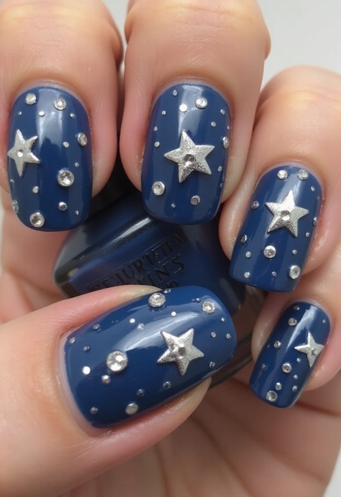 Unlock the Secret to Glamorous Blue Silver Nails: 7 Must-Try Designs! - 2. Sparkling Stars