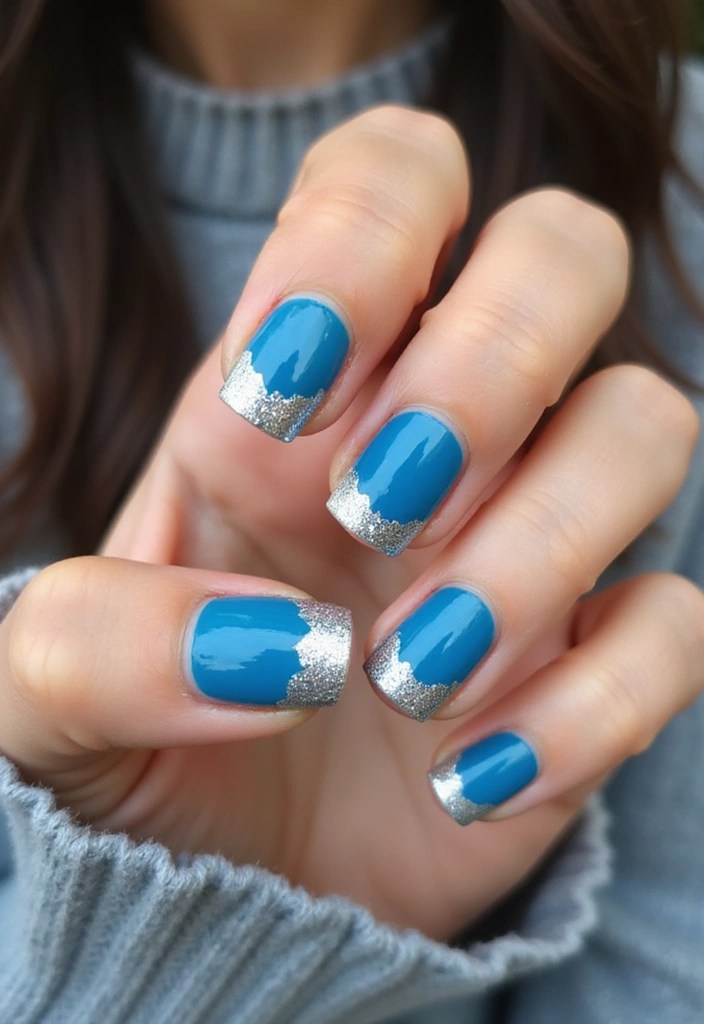 Unlock the Secret to Glamorous Blue Silver Nails: 7 Must-Try Designs! - 4. Glitter Tip Delight