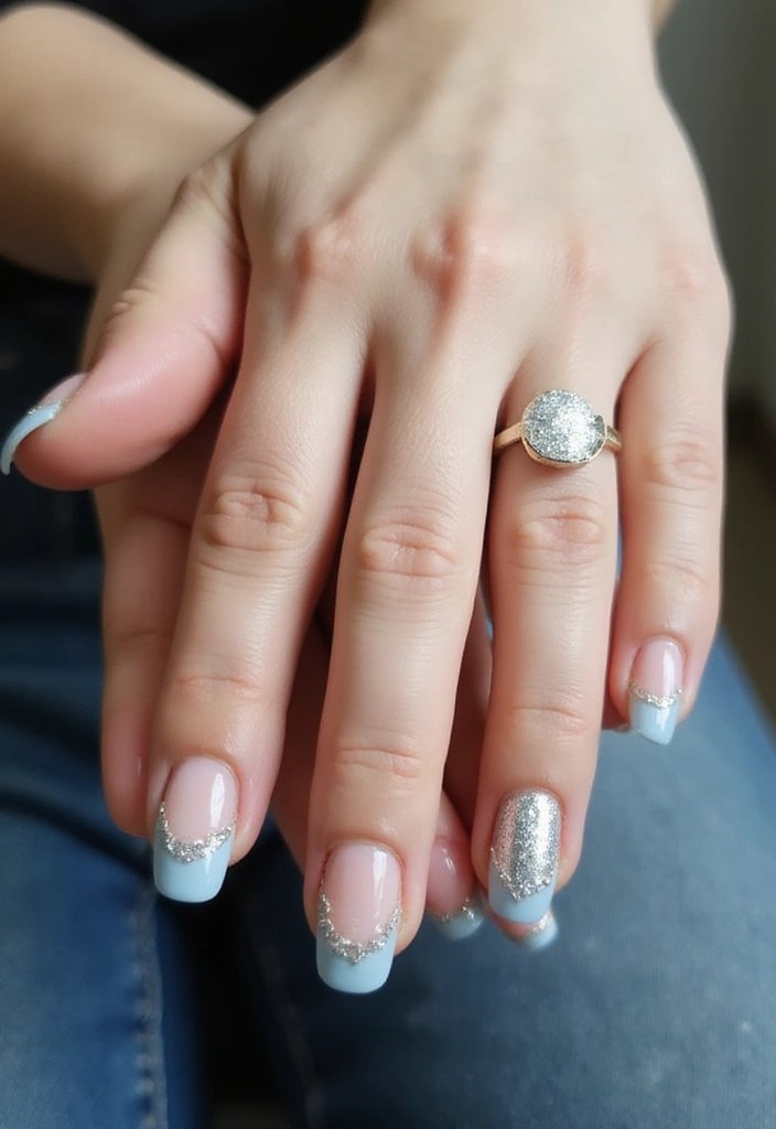 Unlock the Secret to Glamorous Blue Silver Nails: 7 Must-Try Designs! - 7. Classic Chic French Twist